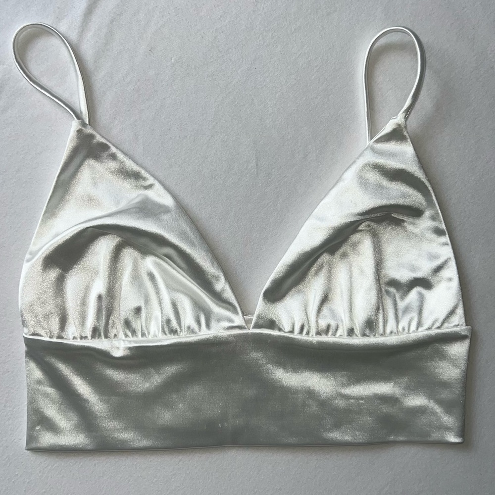 BETTER BE White Satin Silky Bra Top